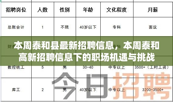 本周泰和高新招聘信息更新，職場機遇與挑戰(zhàn)揭秘