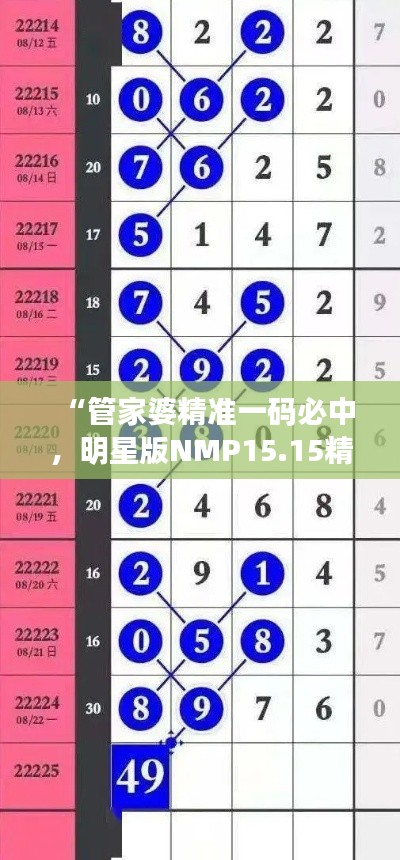 “管家婆精準一碼必中，明星版NMP15.15精選解析”