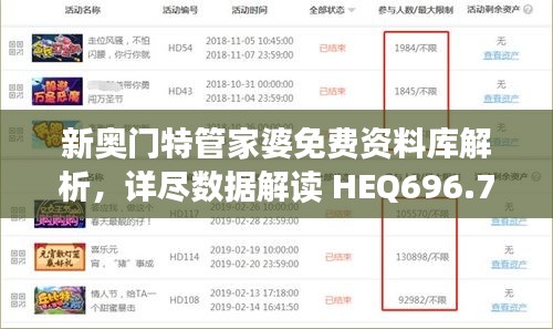 新奧門特管家婆免費(fèi)資料庫解析，詳盡數(shù)據(jù)解讀 HEQ696.79先鋒版