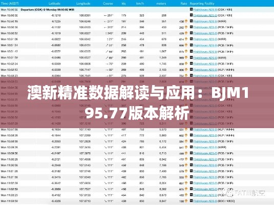 澳新精準(zhǔn)數(shù)據(jù)解讀與應(yīng)用：BJM195.77版本解析
