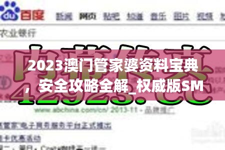 2023澳門(mén)管家婆資料寶典，安全攻略全解_權(quán)威版SMU670.27