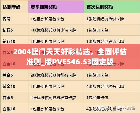 2004澳門天天好彩精選，全面評估準則_版PVE546.53固定版