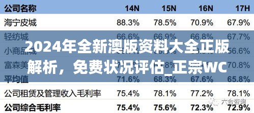 2024年全新澳版資料大全正版解析，免費(fèi)狀況評(píng)估_正宗WCN98.03版