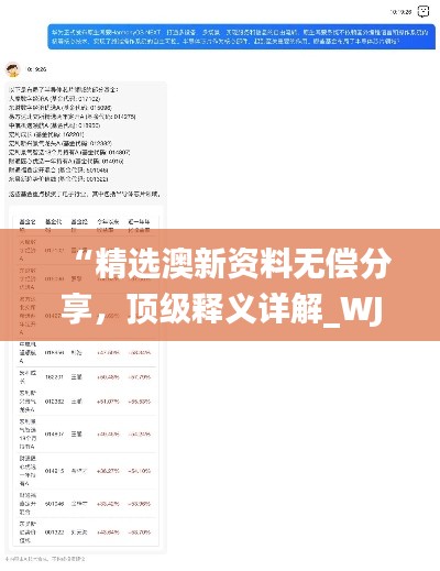 “精選澳新資料無償分享，頂級(jí)釋義詳解_WJT911.22自助版”