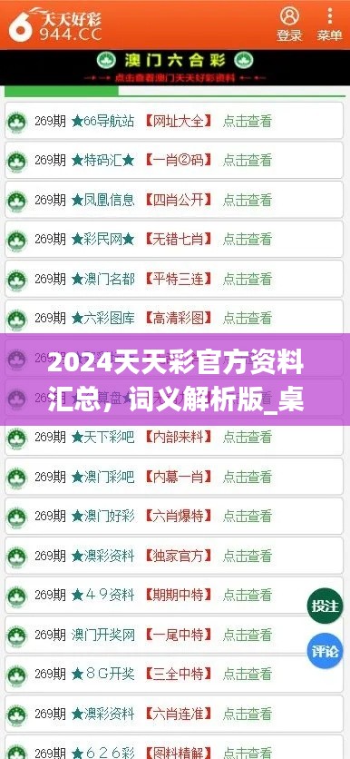 2024天天彩官方資料匯總，詞義解析版_桌面版COA89.32