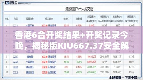 香港6合開獎(jiǎng)結(jié)果+開獎(jiǎng)記錄今晚，揭秘版KIU667.37安全解析