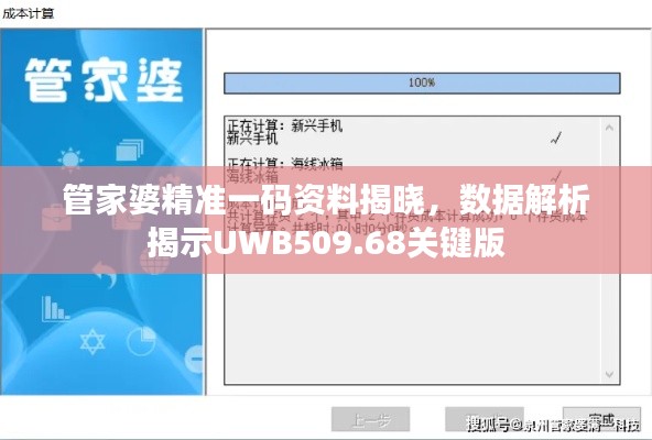 管家婆精準一碼資料揭曉，數(shù)據(jù)解析揭示UWB509.68關鍵版