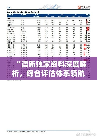 “澳新獨家資料深度解析，綜合評估體系領(lǐng)航版APY425.32”
