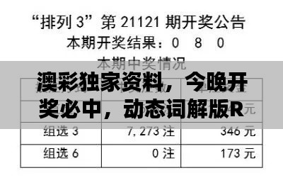 澳彩獨(dú)家資料，今晚開(kāi)獎(jiǎng)必中，動(dòng)態(tài)詞解版RKG634.07