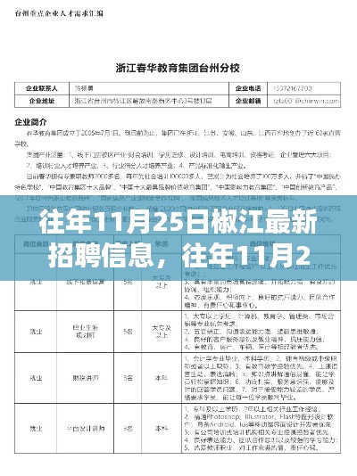 往年11月25日椒江最新招聘信息匯總與聚焦