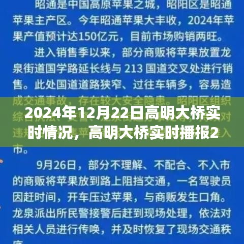 高明大橋?qū)崟r播報，開啟交通新篇章，2024年12月22日實況更新