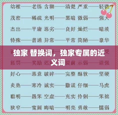 獨(dú)家 替換詞，獨(dú)家專屬的近義詞 