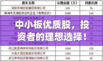 中小板優(yōu)質(zhì)股，投資者的理想選擇！
