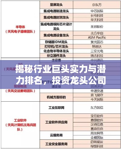 揭秘行業(yè)巨頭實(shí)力與潛力排名，投資龍頭公司的首選參考
