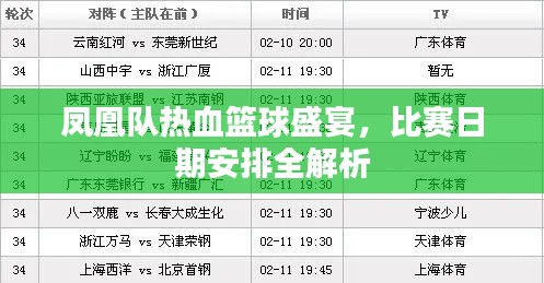 鳳凰隊熱血籃球盛宴，比賽日期安排全解析