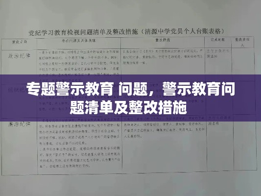 專題警示教育 問題，警示教育問題清單及整改措施 