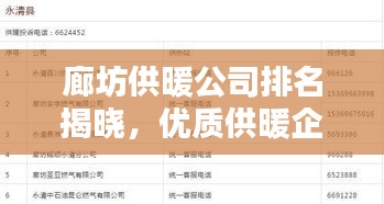 廊坊供暖公司排名揭曉，優(yōu)質(zhì)供暖企業(yè)榜單出爐！