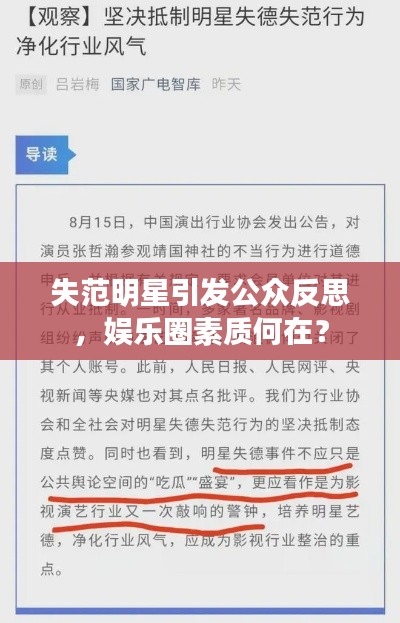 失范明星引發(fā)公眾反思，娛樂(lè)圈素質(zhì)何在？