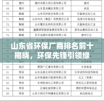 山東省環(huán)保廠商排名前十揭曉，環(huán)保先鋒引領(lǐng)綠色力量！