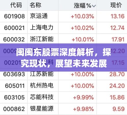 閩閩東股票深度解析，探究現(xiàn)狀，展望未來發(fā)展
