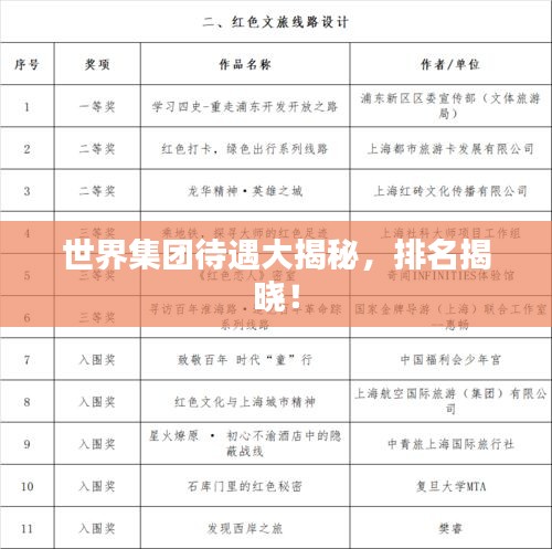 世界集團待遇大揭秘，排名揭曉！