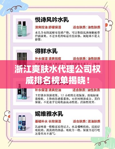 浙江爽膚水代理公司權(quán)威排名榜單揭曉！