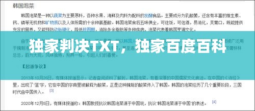 獨家判決TXT，獨家百度百科 