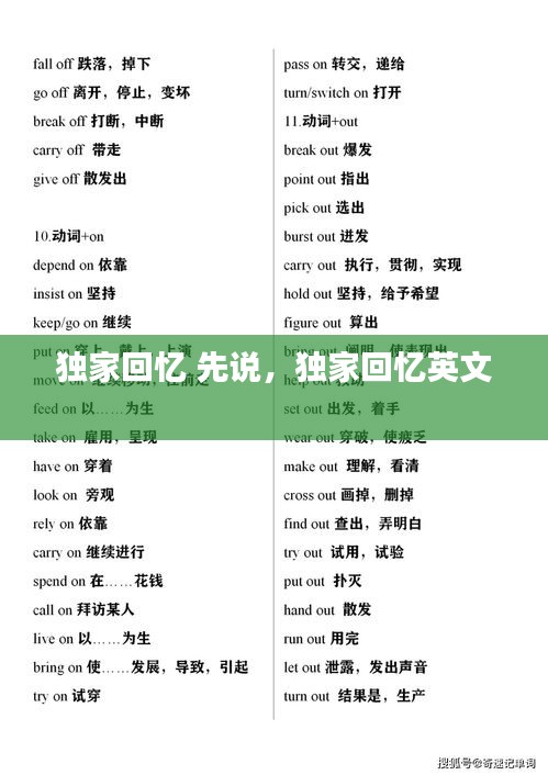 獨家回憶 先說，獨家回憶英文 