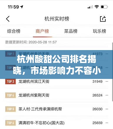 杭州酸甜公司排名揭曉，市場影響力不容小覷